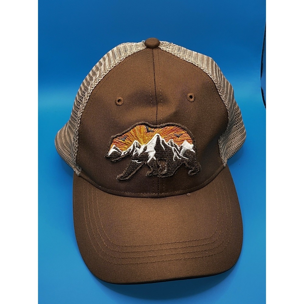 Telluride Clothing Co Trucker Hat Cap Men Brown Bear Mountain baseball Snapback